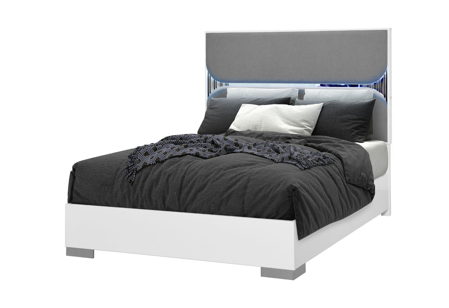 Talia - Queen Bed With LED - White