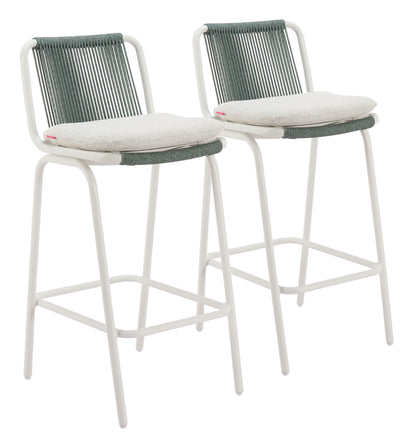 Luft - Outdoor Barstool (Set of 2) - White & Green