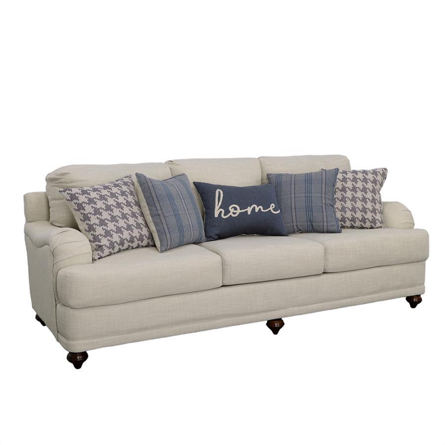 Glenn - Upholstered English Arm Sofa - Light Gray And Blue