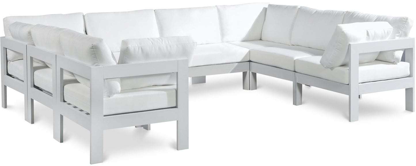Nizuc - Outdoor Patio 8 Piece Modular Sectional With White Frame