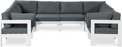 Nizuc - Outdoor Patio 8 Piece Modular Sectional With White Frame