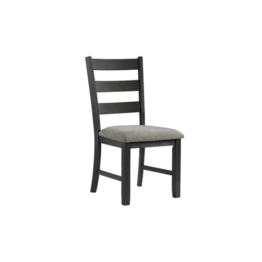 Martin - Dining Side Chair With Grey Fabric (Set of 2) - Black Finish