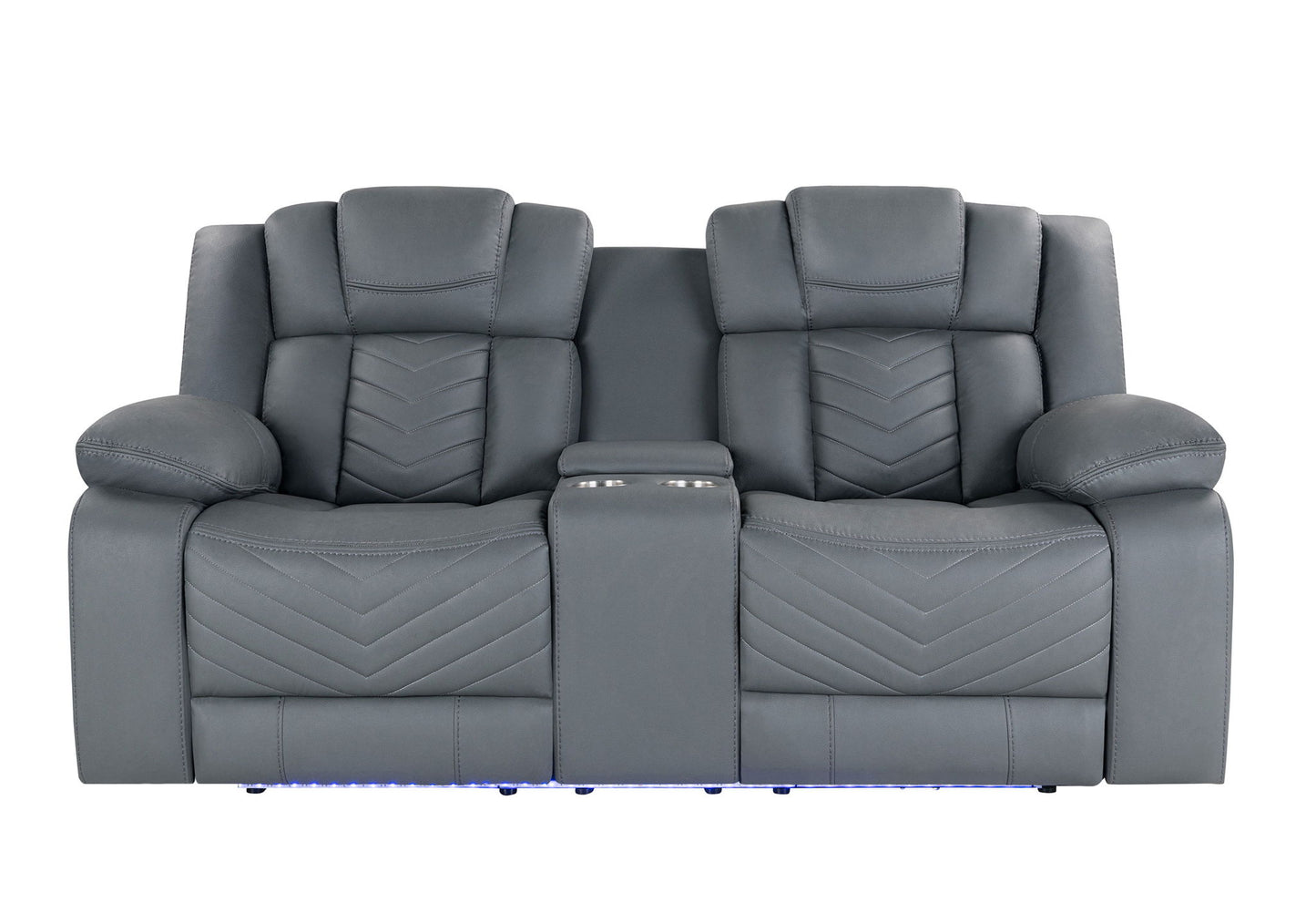 U7069 - Power Reclining Sofa/Power Console Reclining Loveseat With LED +Immersive Sound/Power Recliner - Gray