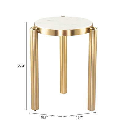 Noan - Side Table - White / Gold
