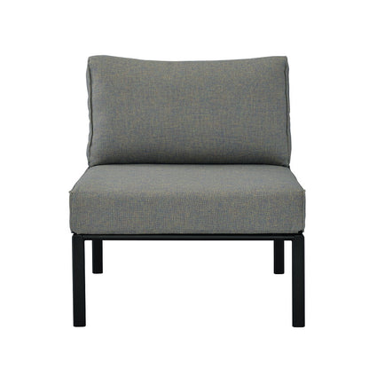 Rajni - Patio Armless Chair - Gray Fabric & Black
