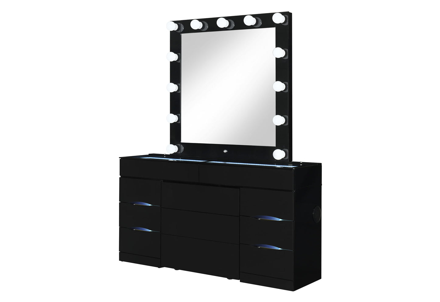 Ella - Vanity Set With Storage Stool - Black
