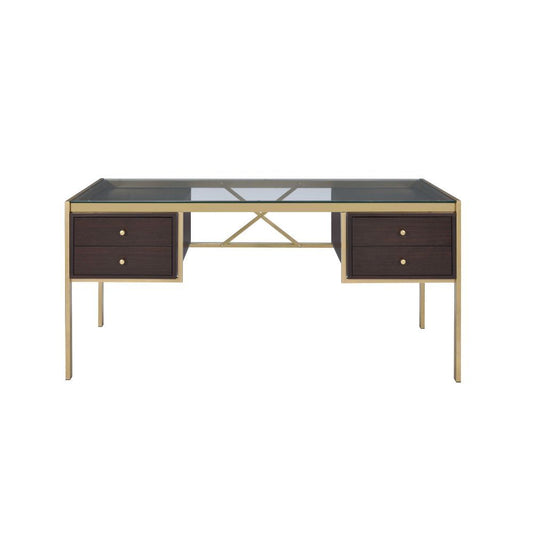 Yumia - Writing Desk - Gold & Walnut