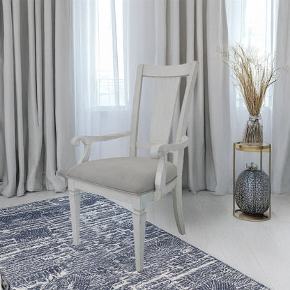 Katia - Arm Chair Set of 2) - Light Gray Linen & Weathered White