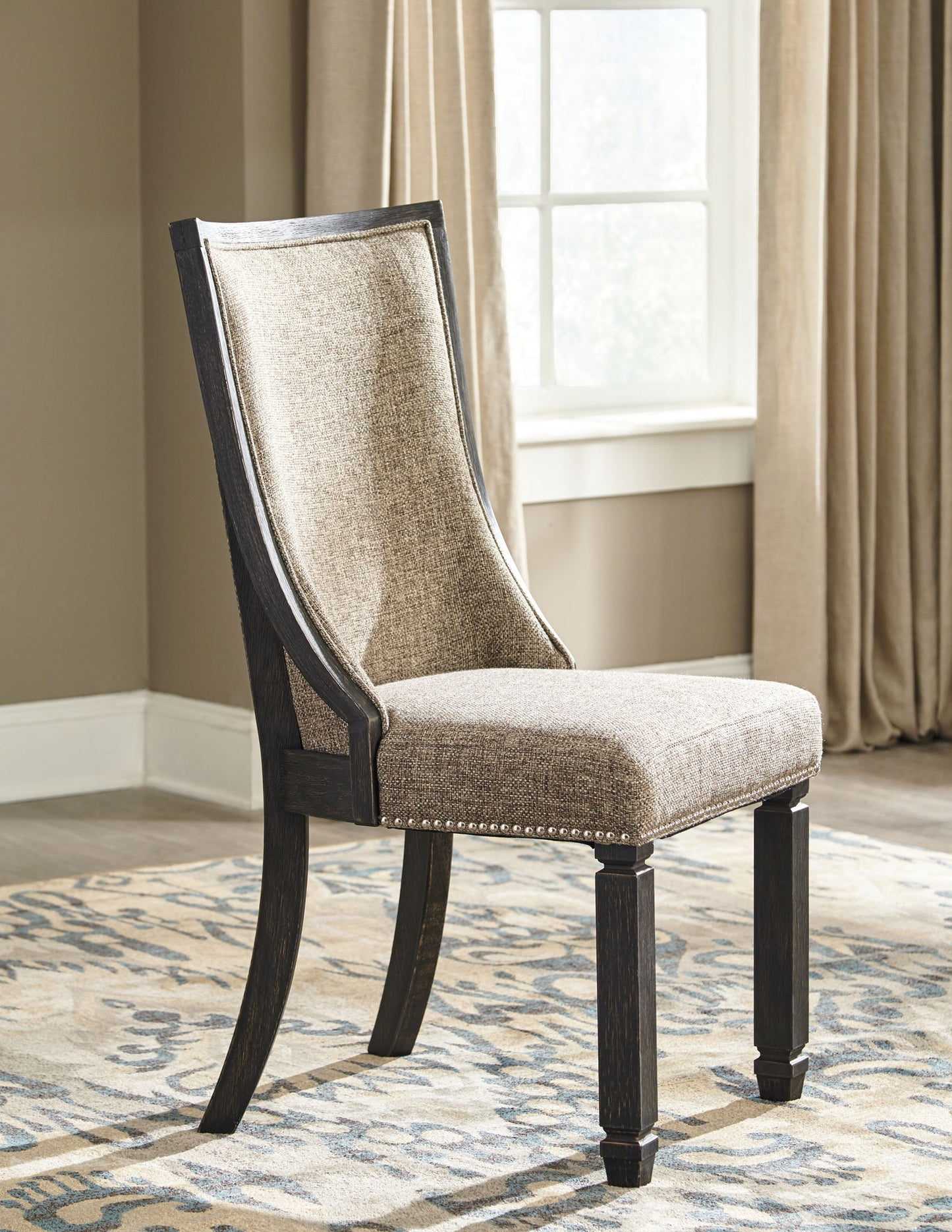 Tyler Creek - Dining UPH Side Chair (Set of 2) - Framed Back - Black / Grayish Brown