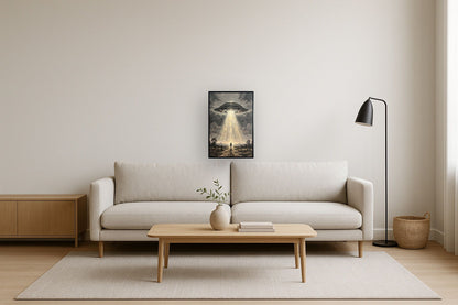 Celestial Arrival Textured Canvas In Frame - Black / Gray