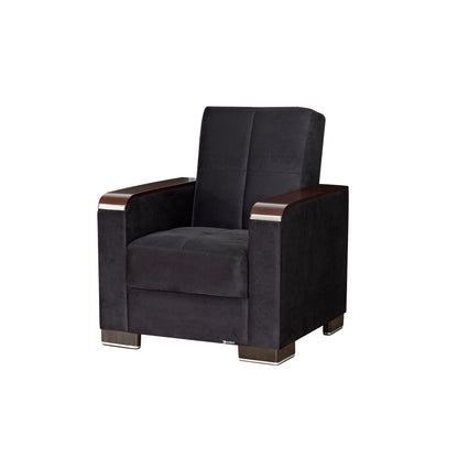 Ottomanson Armada X - Upholstered Convertible Wood Trimmed Armchair With Storage - Microfiber