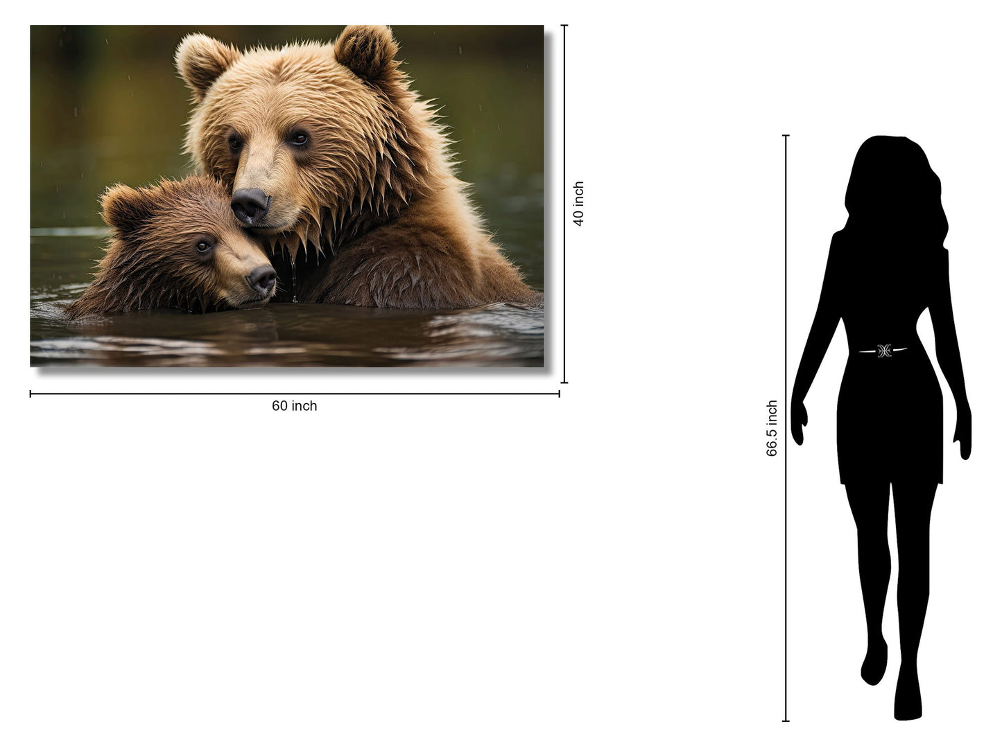 Gentle Embrace - 40" x 60" Framed Wall Art - Dark Brown