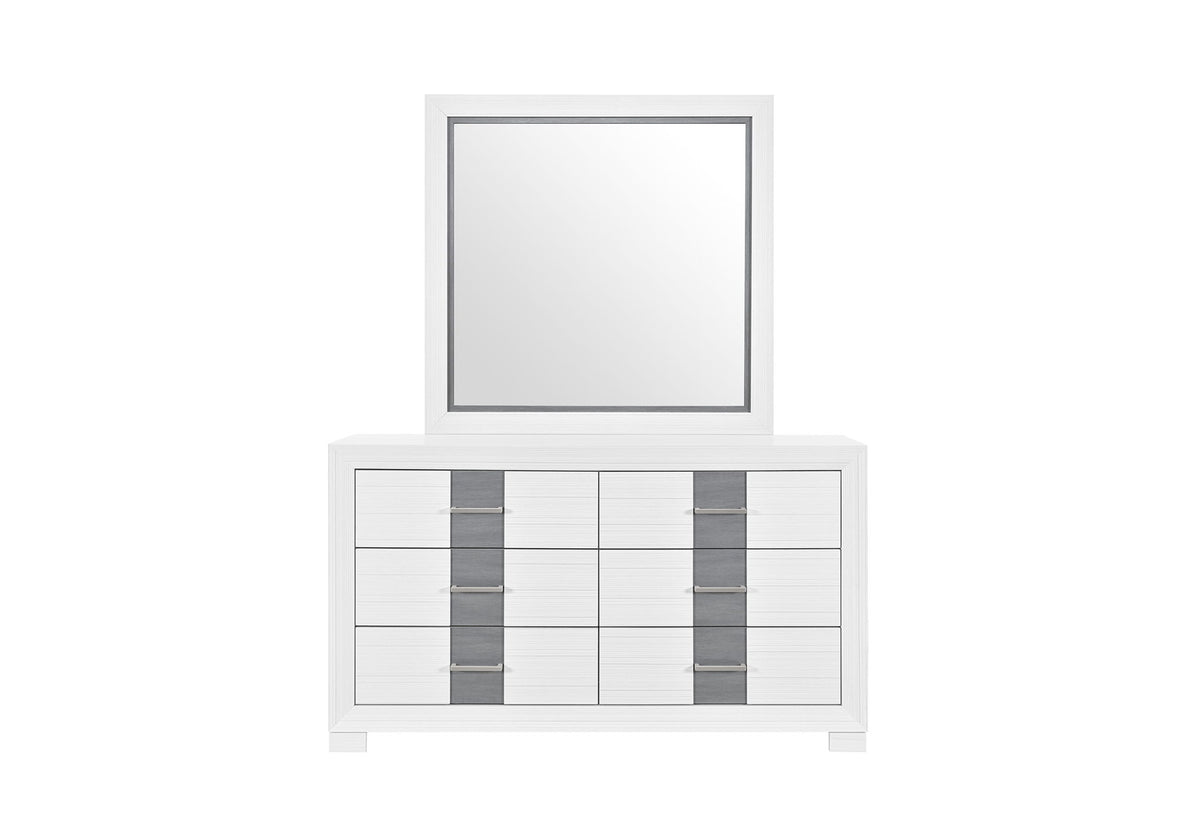 Optimus - 4 Piece Bedroom Set (King Bed, Dresser, Mirror, Nightstand) - White