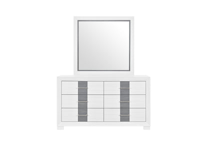 Optimus - 4 Piece Bedroom Set (King Bed, Dresser, Mirror, Nightstand) - White