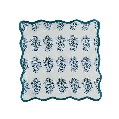 Crissy - Cotton Canvas Printed Napkins (Set of 4) - Blue Cornflower