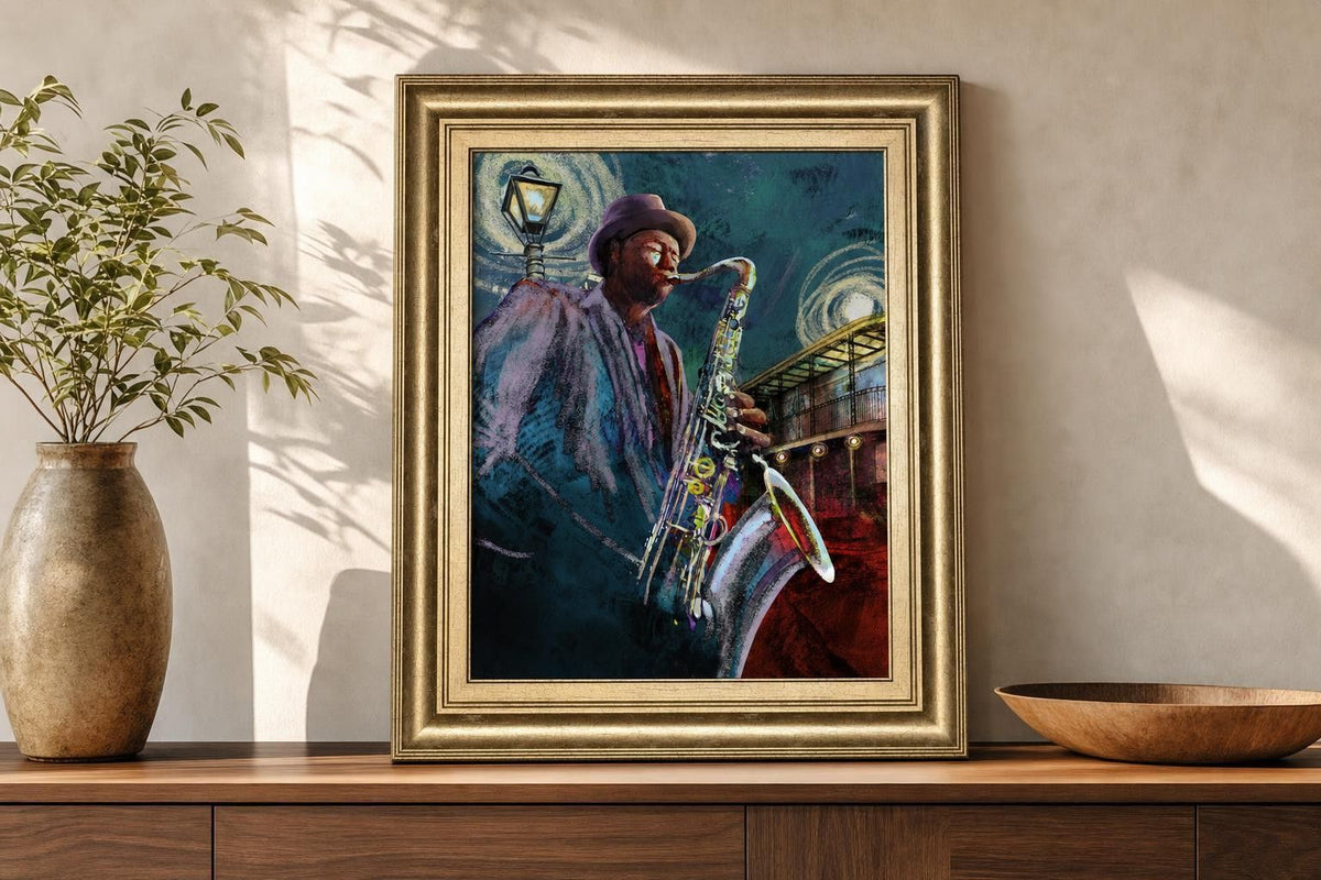 22x26 Bourbon Street Blues By Conrad Knutsen - Blue