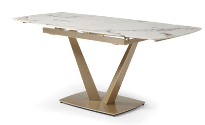 109 - Dining Table - White Gloss / Golden Jade