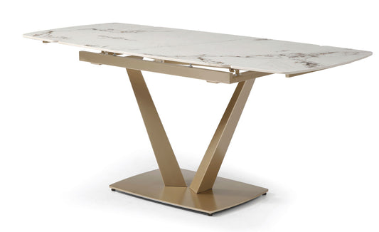 109 - Dining Table - White Gloss / Golden Jade