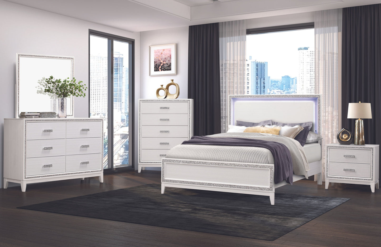 Lily - 5 Piece Full Bedroom Set - White