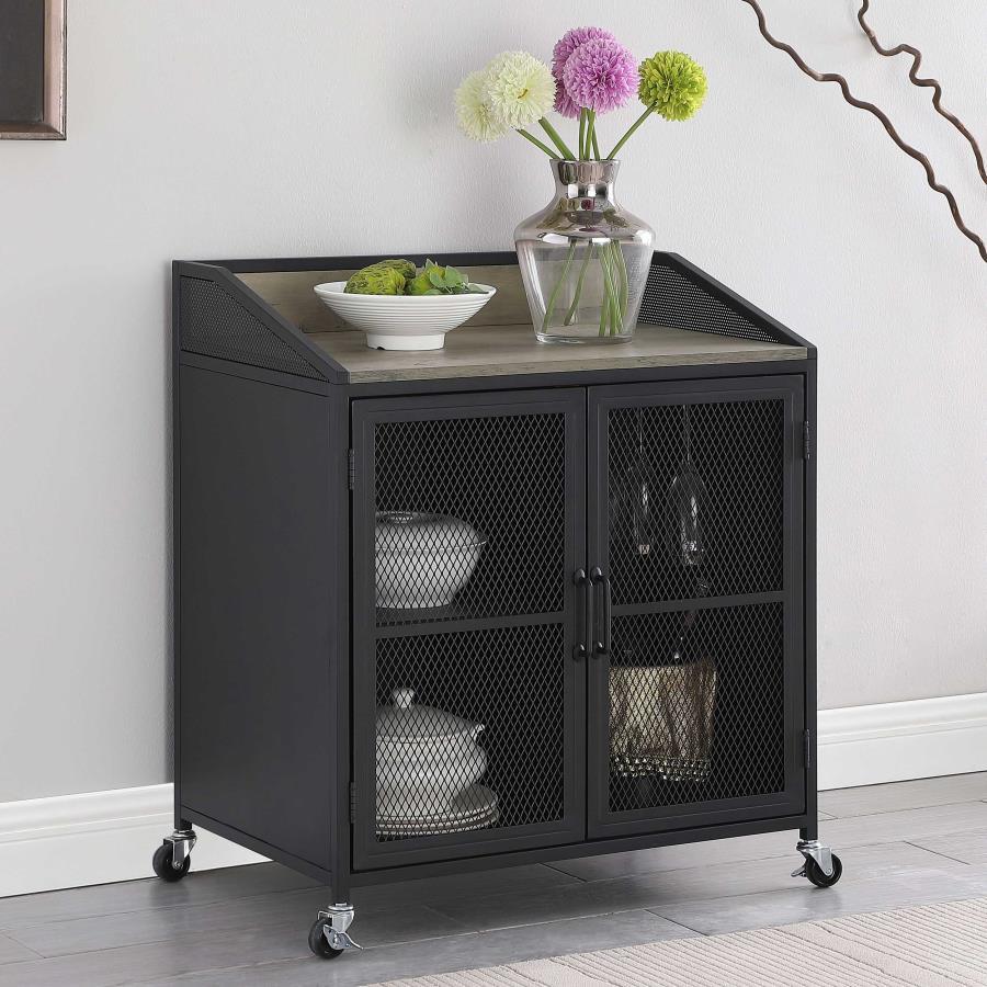 Arlette - 2 Door Mobile Home Bar Wine Cabinet - Sandy Black