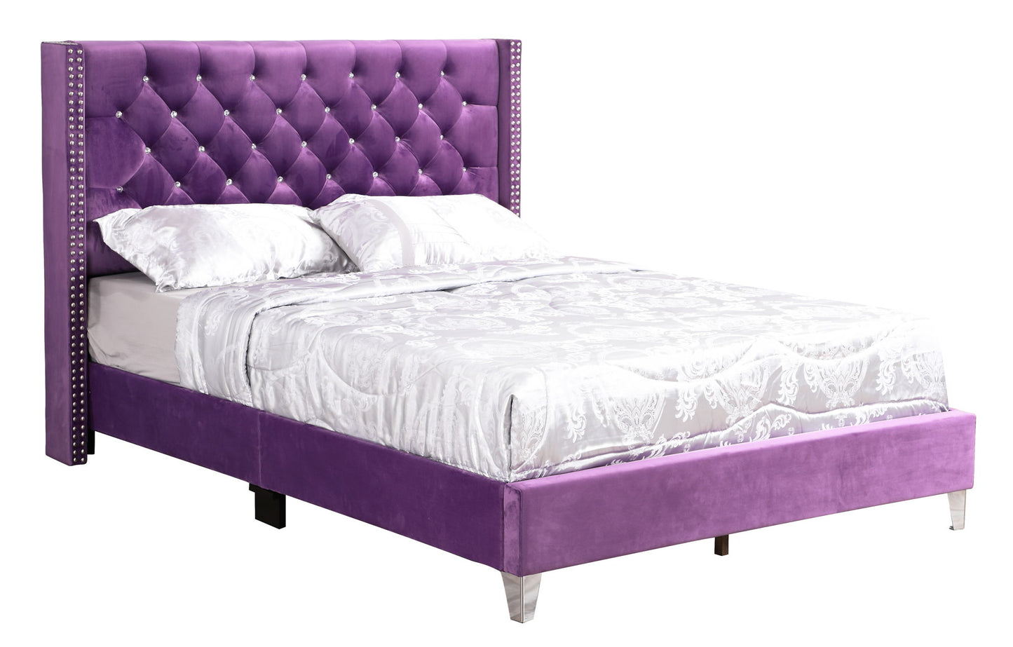 Glory Furniture - Julie - Faux Crystals Tufted Upholstered Bed