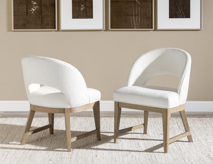 Melrose - Upholstered Arm Chair (Set of 2) - Cloud White And Desert Oak