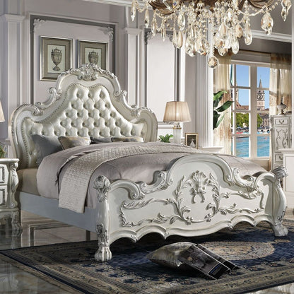 Dresden - Queen Bed - Synthetic Leather & Bone White