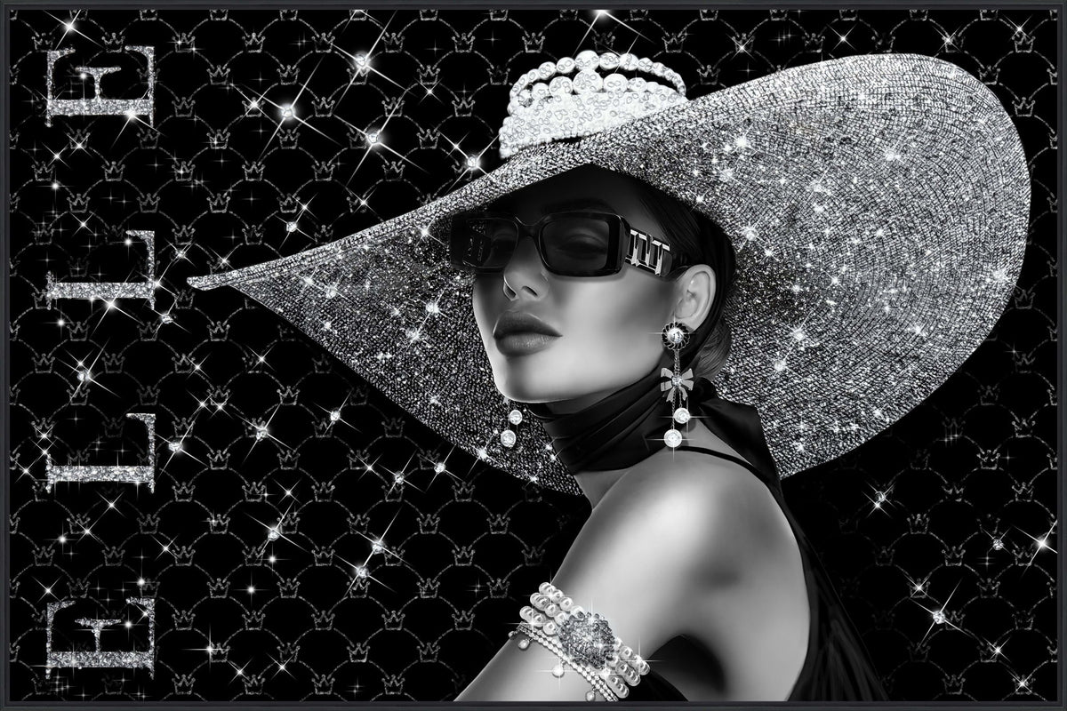 Couture After Dark - 47 X 32 - Gloss With Foil & Rocks In Frame - Black