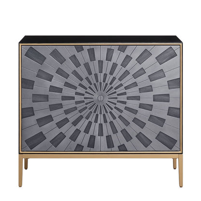 Quilla - Console Cabinet - Black, Gray & Brass