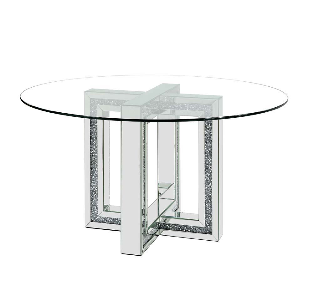 Noralie - Dining Table - Mirrored & Faux Diamonds