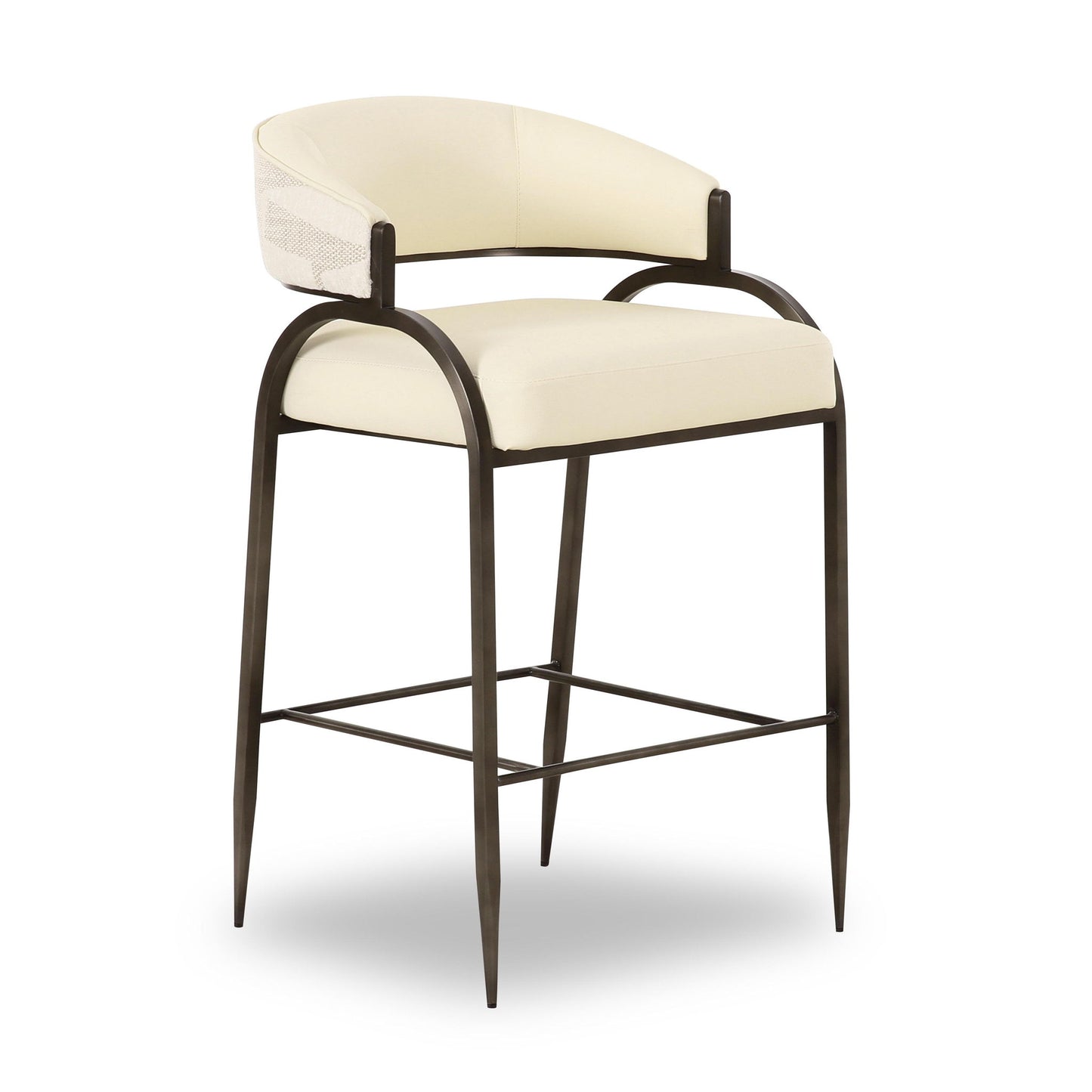 Tatum - Vegan Leather And 2-Tone Jacquard Counter Stool - Cream