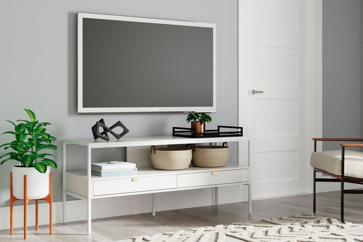 Deznee - White - Large TV Stand