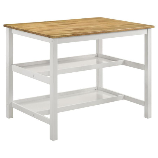 Hollis - Kitchen Island Counter Height Table - Brown And White