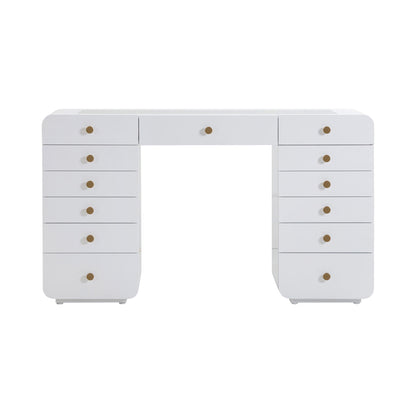 Hollywood - Desk with Jumbo LED Panel Vanity Mirror - White