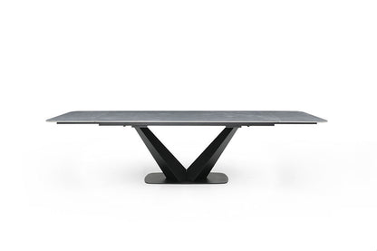 9436 - Ceramic & Metal Dining Table - Gray / Black