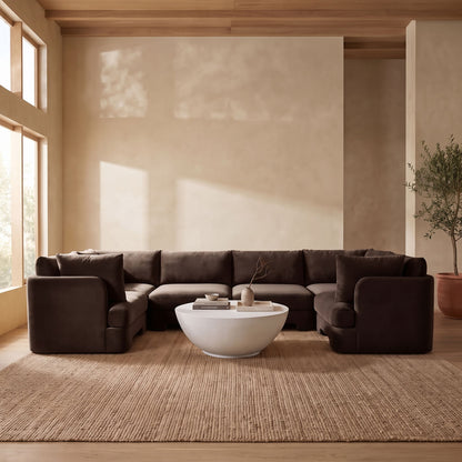 Hammond - Velvet Performance Fabric Upholstered 6 Piece U-Shaped Sectional