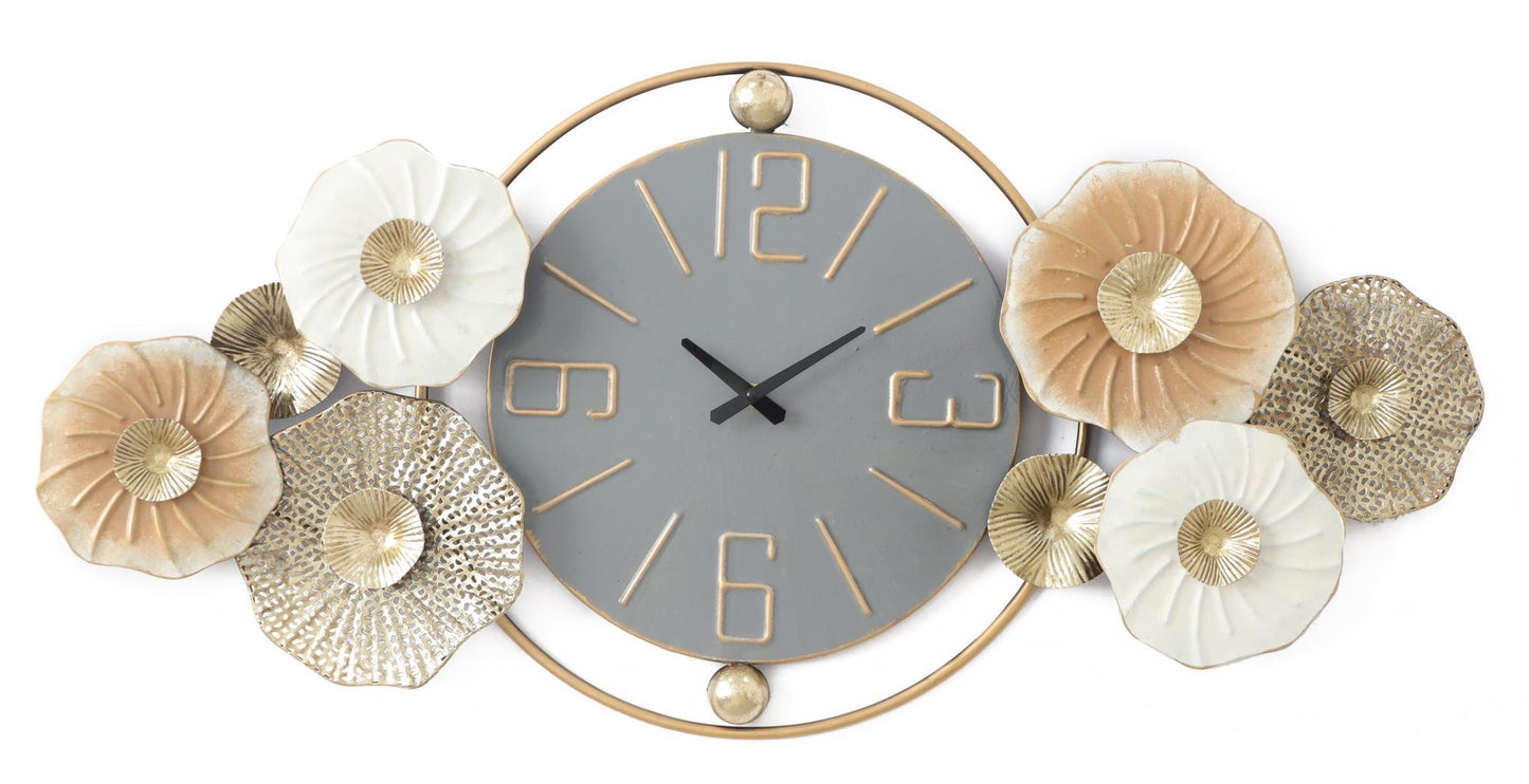 31x15 Metal Wall Clock - Pearl Silver