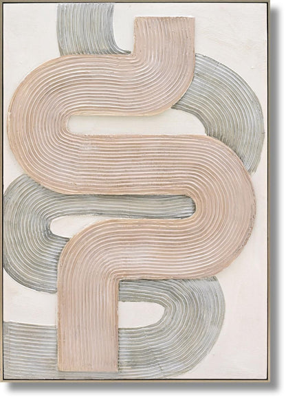 Blush Maze Layers - 28" x 40" Framed Wall Art - Beige