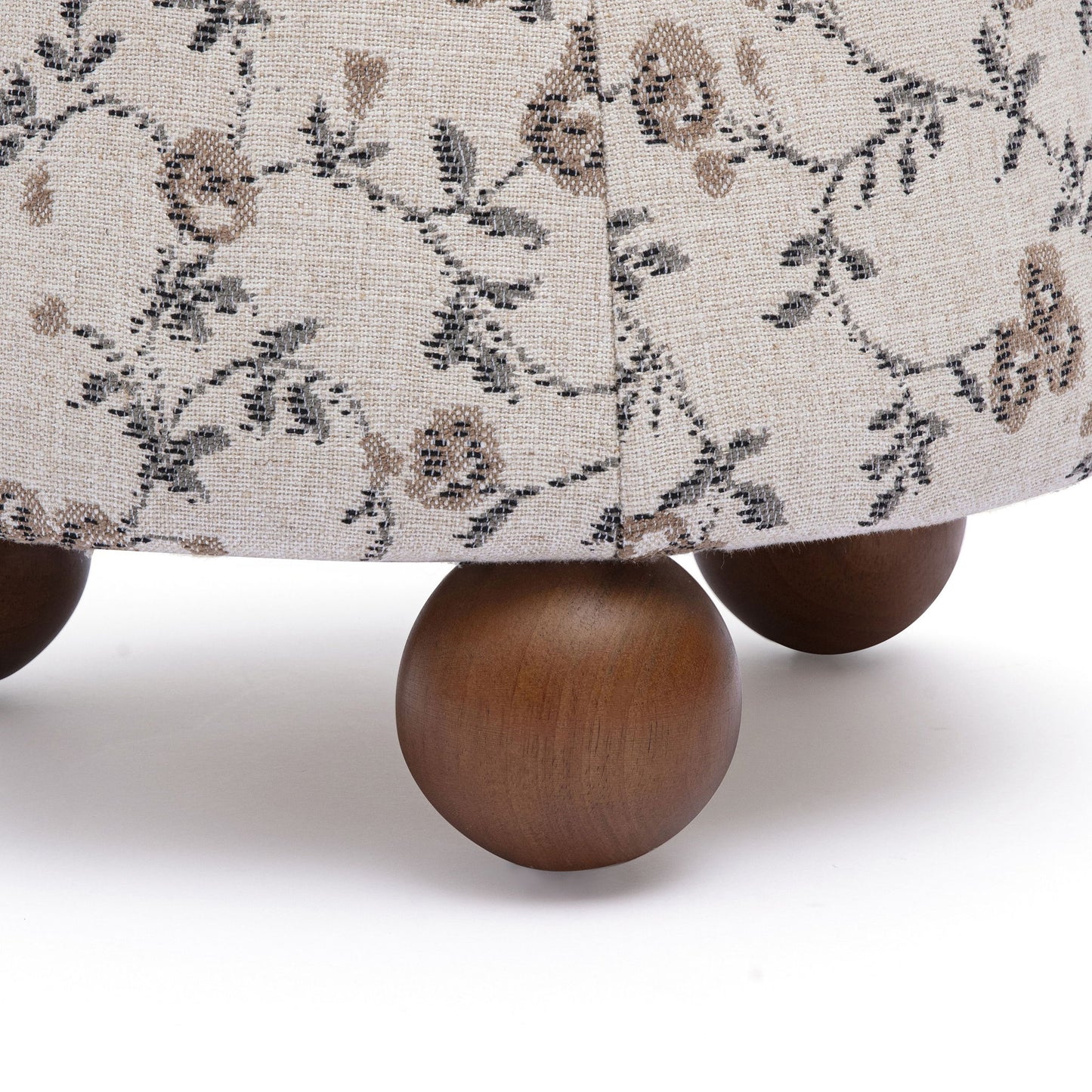 Jaine - Floral Jacquard Ottoman - Beige