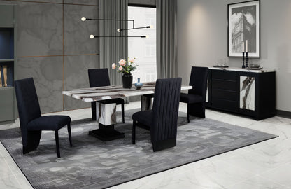 D12 - 5 Piece Dining Room Set (Dining Table And 4 Dining Chairs) - Black / White