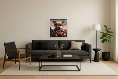 Bejeweled Explorer Pup - 25" x 25" Framed Wall Art - Dark Brown
