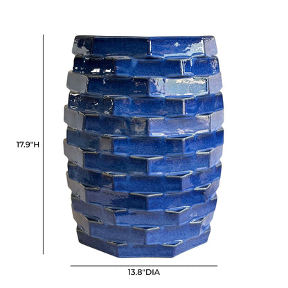 Trax - Indoor / Outdoor Ceramic Side Table - Azul Blue