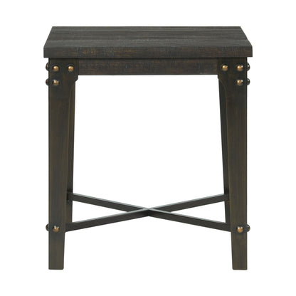 Factory - Square End Table With Usb - Light Brown