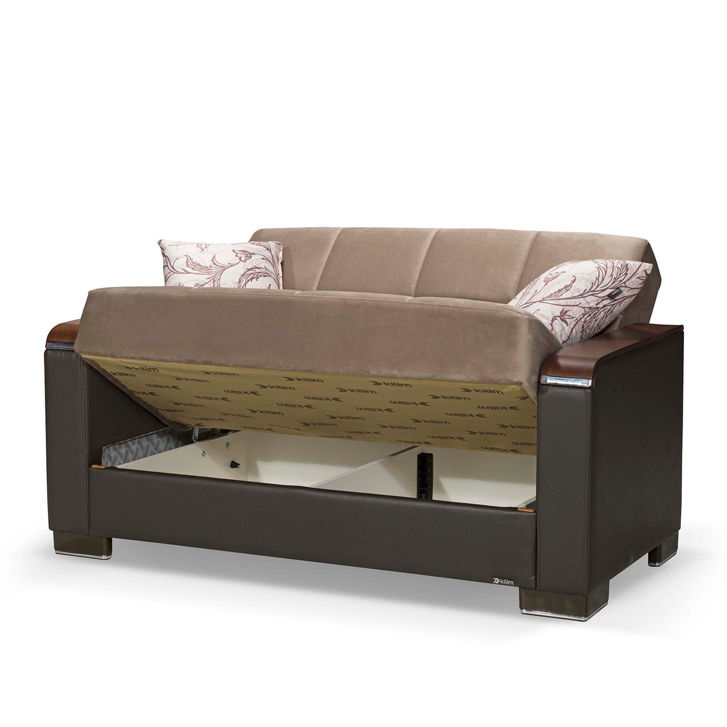 Ottomanson Armada X - Upholstered Convertible Wood Trimmed Loveseat With Storage