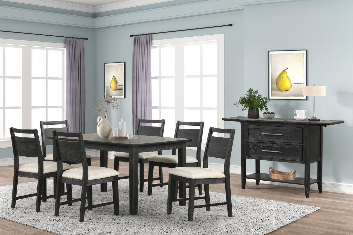 Sable Crest - 5 Piece Set (Rectangle Dining Table & 4 Chairs) - Black