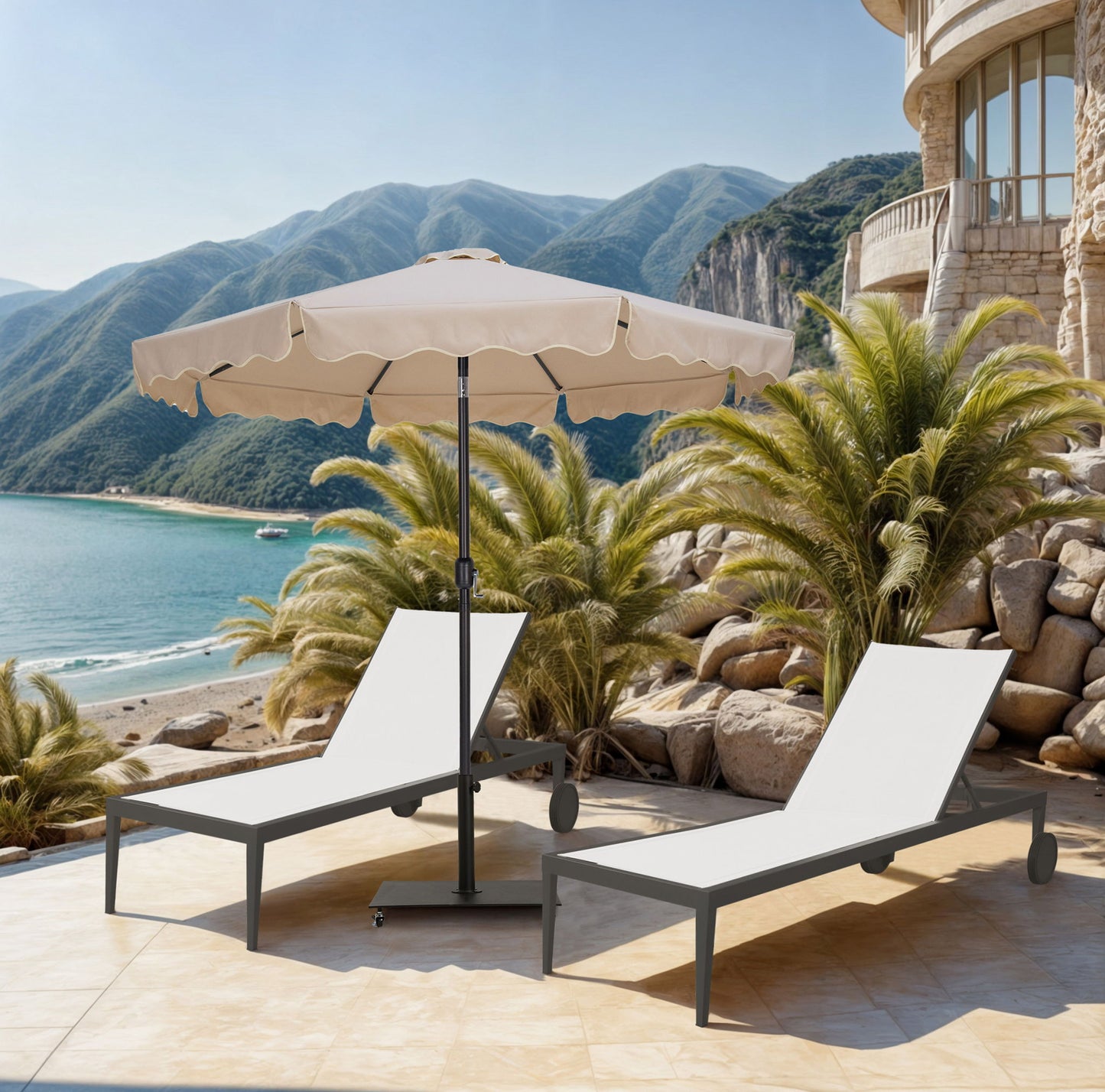 Amalfi - Aluminum Patio Umbrella - Black Base / Black Pole
