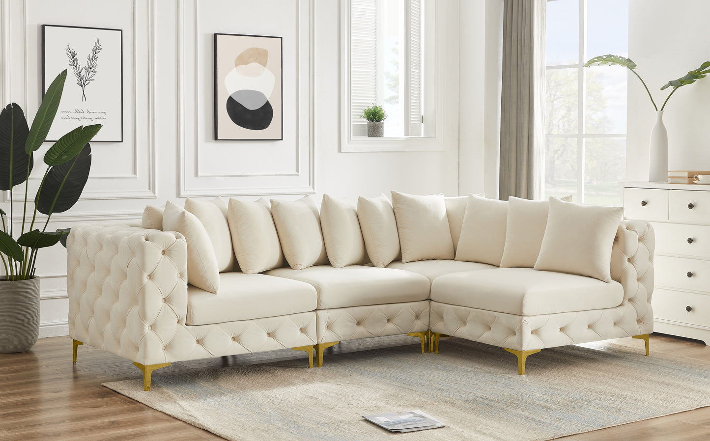 Tremblay - Modular Sectional - Cream - Modern & Contemporary