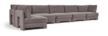 Hammond - Velvet Performance Fabric Upholstered 6 Piece L-Shaped Armless Sectional