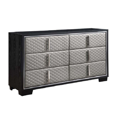 Nicola - Dresser - Silver Synthetic Leather & Black