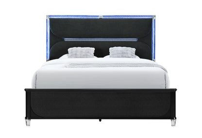 Lando - King Bed With Continuous LED - Black